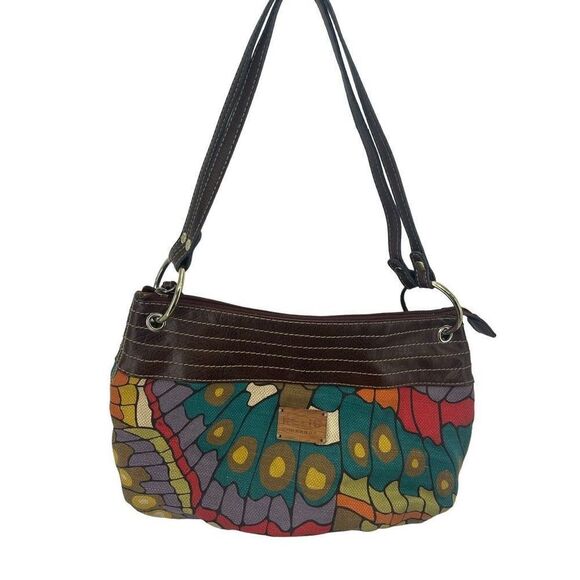 Relic Womens Shoulder Bag Hobo Zip Closure Double Strap Multicolor Butterfly - Picture 1 of 15